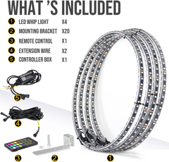 Beatto Chasing Color With Pure White Double Row Wheel Ring Lights For ATV/UTV/SXS/Jeep/Truck/Car