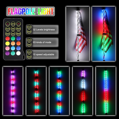RGBW LED Whip Light - Dreaming Color + Pure White Color, RF Remote Control- Lighted Whips for Can-Am ATV UTV RZR Polaris Offroad Truck