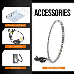 Beatto Chasing Color Single & Double Row Wheel Ring Lights for ATV/UTV/SXS/Jeep/Truck/Car