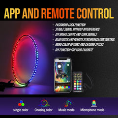 Beatto Chasing Color Single & Double Row Wheel Ring Lights for ATV/UTV/SXS/Jeep/Truck/Car