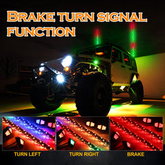 2PCS LED Chasing Light Whip Lights+210 Degrees Wide Angle Rock Lights Kits for ATV/UTV