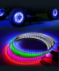 Beatto RGB LED Single & Double Row Wheel Ring Light Kit with App+RF Remote Control for ATV/UTV/SXS/Jeep/Truck/Car