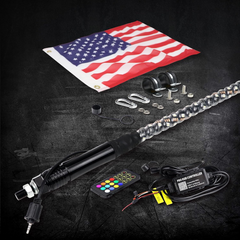 RGBW LED Whip Light - Dreaming Color + Pure White Color, RF Remote Control- Lighted Whips for Can-Am ATV UTV RZR Polaris Offroad Truck