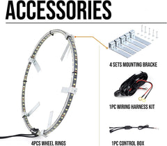 Beatto Pure White Double Row Wheel Lights for ATV/UTV/SXS/Jeep/Truck/Car