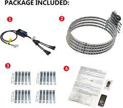 Beatto RGB LED Single & Double Row Wheel Ring Light Kit with App+RF Remote Control for ATV/UTV/SXS/Jeep/Truck/Car