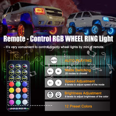 Beatto RGB LED Single & Double Row Wheel Ring Light Kit with App+RF Remote Control for ATV/UTV/SXS/Jeep/Truck/Car