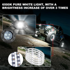 Pure White 8Pods Rock Lights and 17inch Double Row Wheel Ring Lights