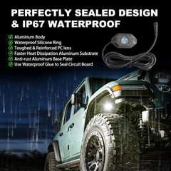 Pure White 8Pods Rock Lights and 17inch Double Row Wheel Ring Lights